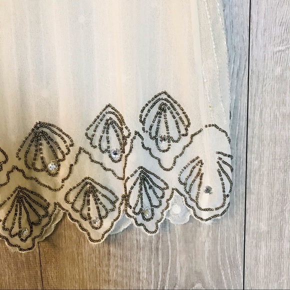 Bar III Embellished Sheer White Tank Blous… - Picture 5 of 10